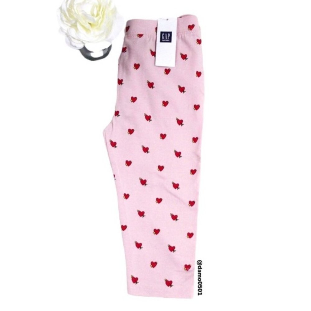 NWT Baby Gap Pink Heart 💖 Print Elastic Leggings - Picture 2 of 5